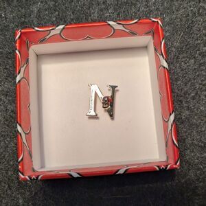NIB $235 Alexander McQueen Skull Letter N Initial Shoe Lace Charm Gold Plated